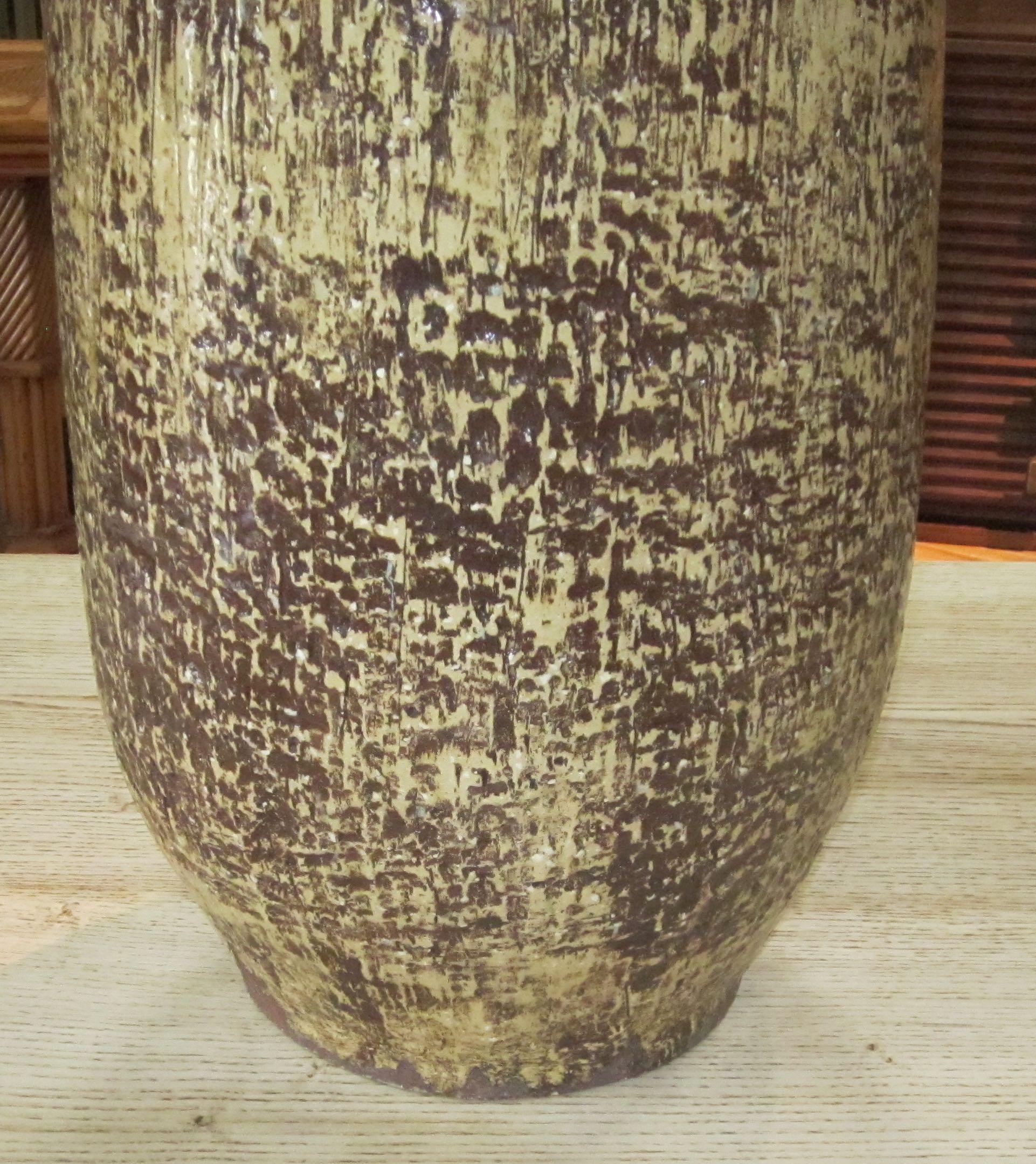 French Mid-Century Extra Large Brown/Yellow Vase, France, 1960s For Sale