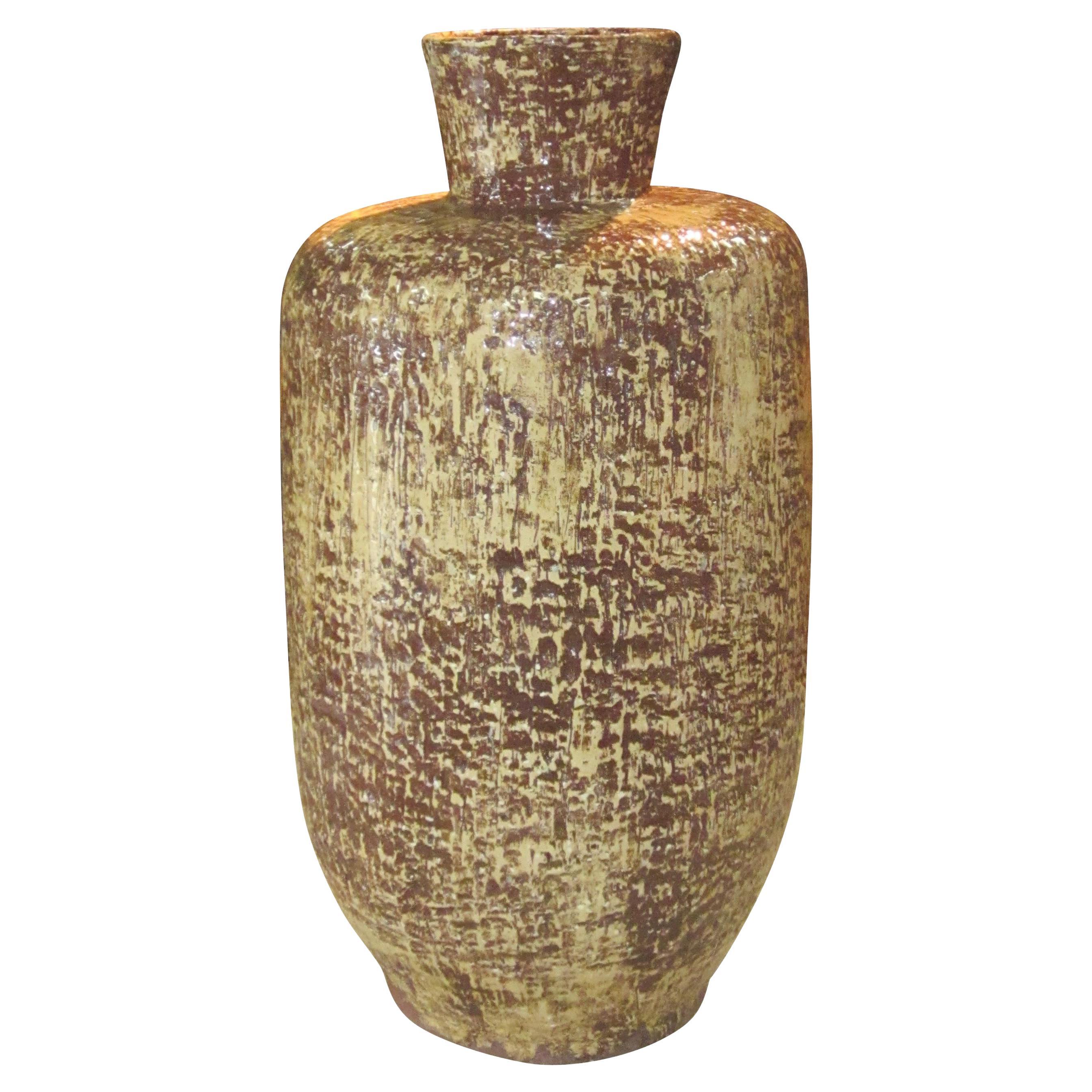 Mid-Century Extra Large Brown/Yellow Vase, France, 1960s