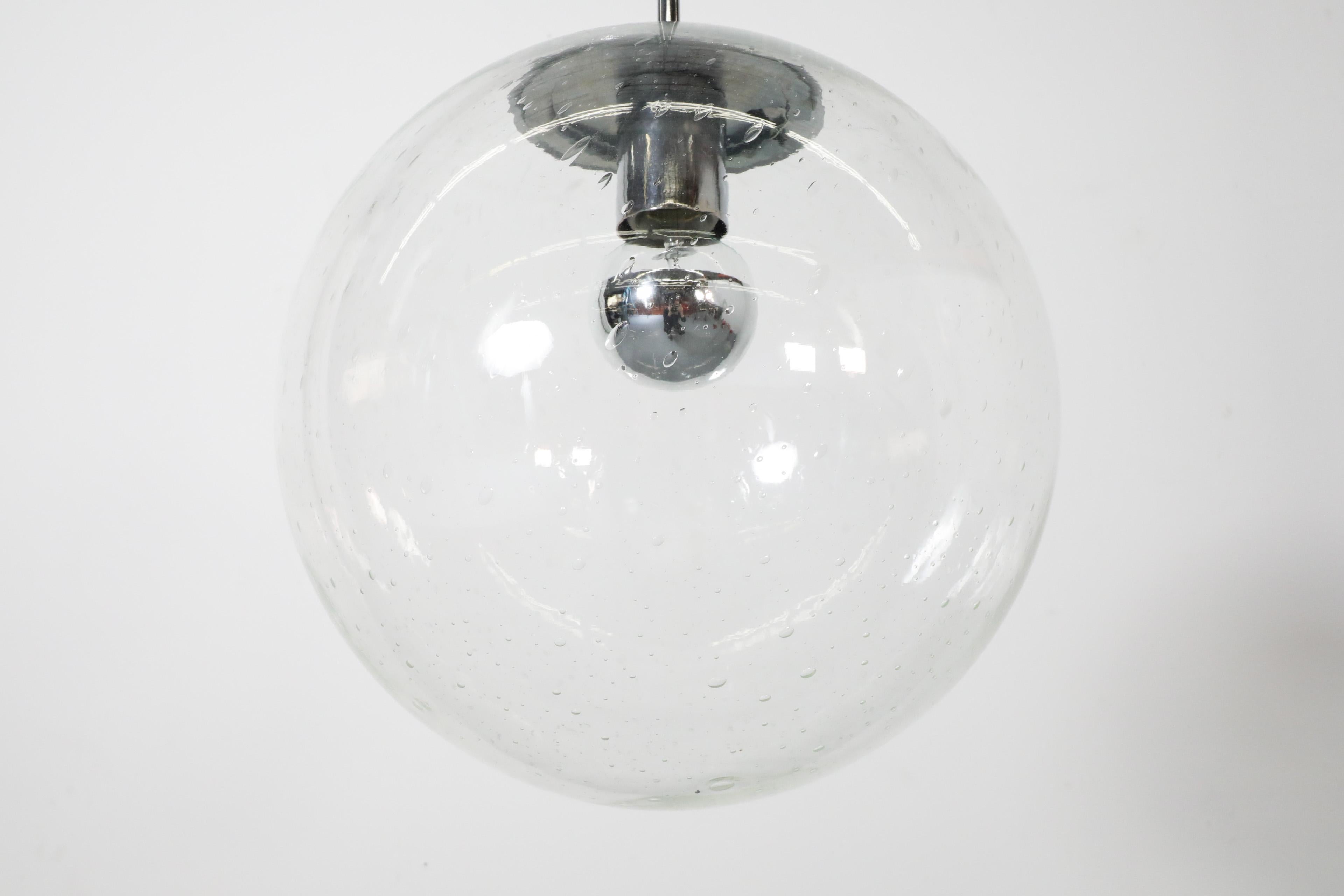 Mid-Century Extra Large RAAK Blown Glass Pendant Lamp In Good Condition For Sale In Los Angeles, CA