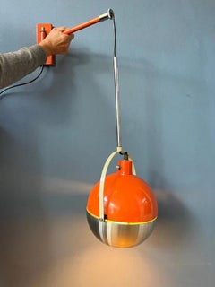 Mid Century Eyeball Fishing Rod Light in Orange Wall Lamp