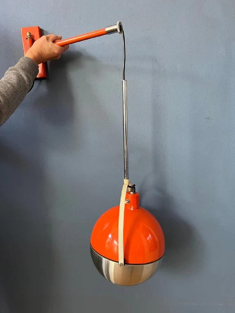 Space Age Mid Century Eyeball Fishing Rod Light in Orange Wall Lamp For Sale