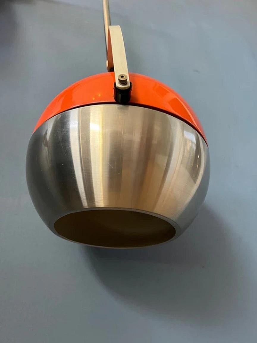 European Mid Century Eyeball Fishing Rod Light in Orange Wall Lamp For Sale