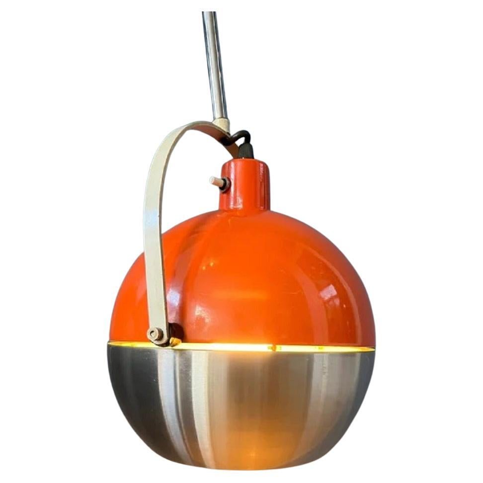 Mid Century Eyeball Fishing Rod Light in Orange Wall Lamp For Sale