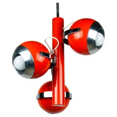 Midcentury Eyeball Orange Pendant Lamp, Italy, 1970s