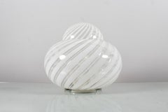 Mid-Century F. Fabbian Set of 2 Murano Glass and Metal Table Lamp 70s Italy