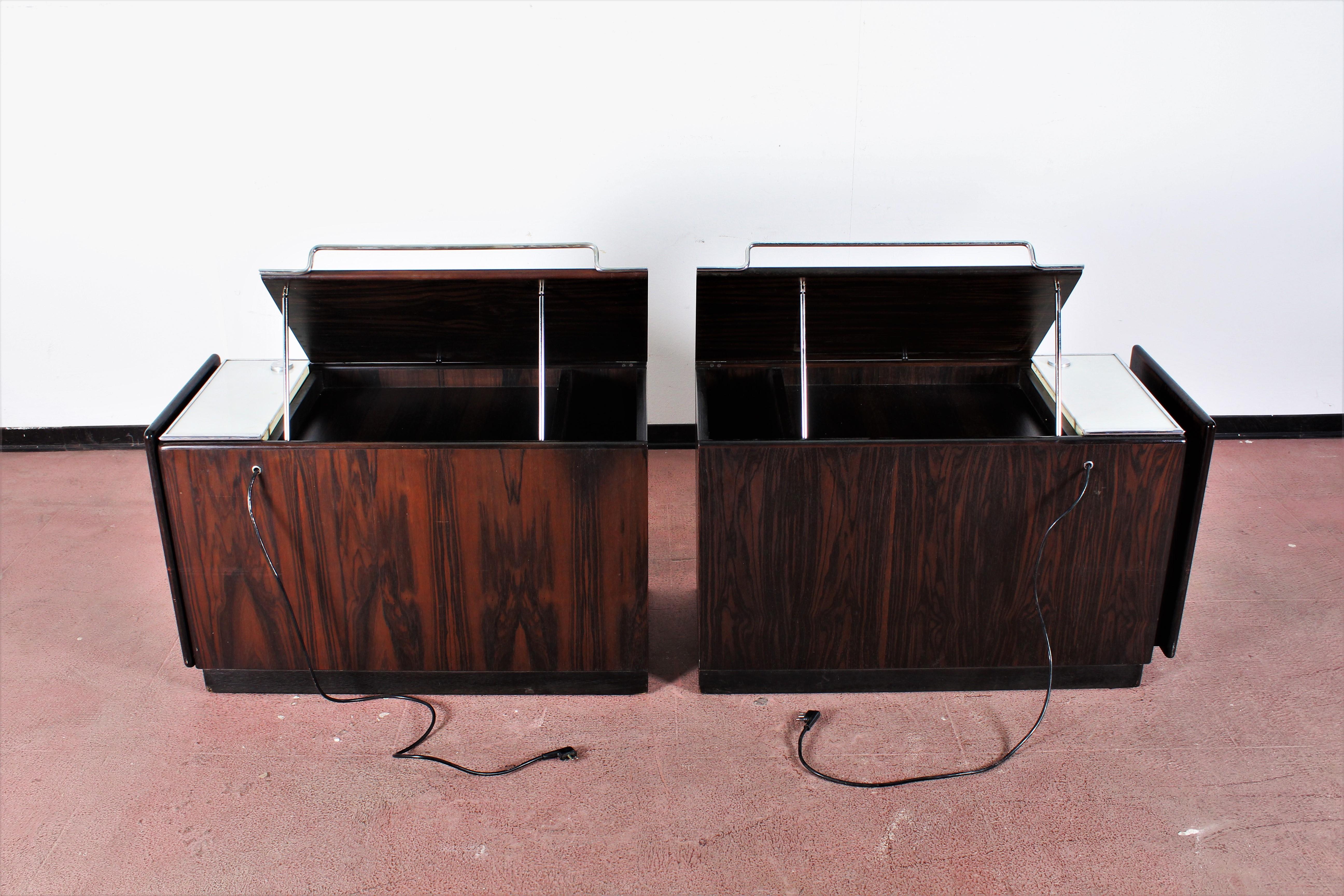 Mid-Century F. Lenci Bernini Pair of Removable Bedside Tables, Italy, 70s 10