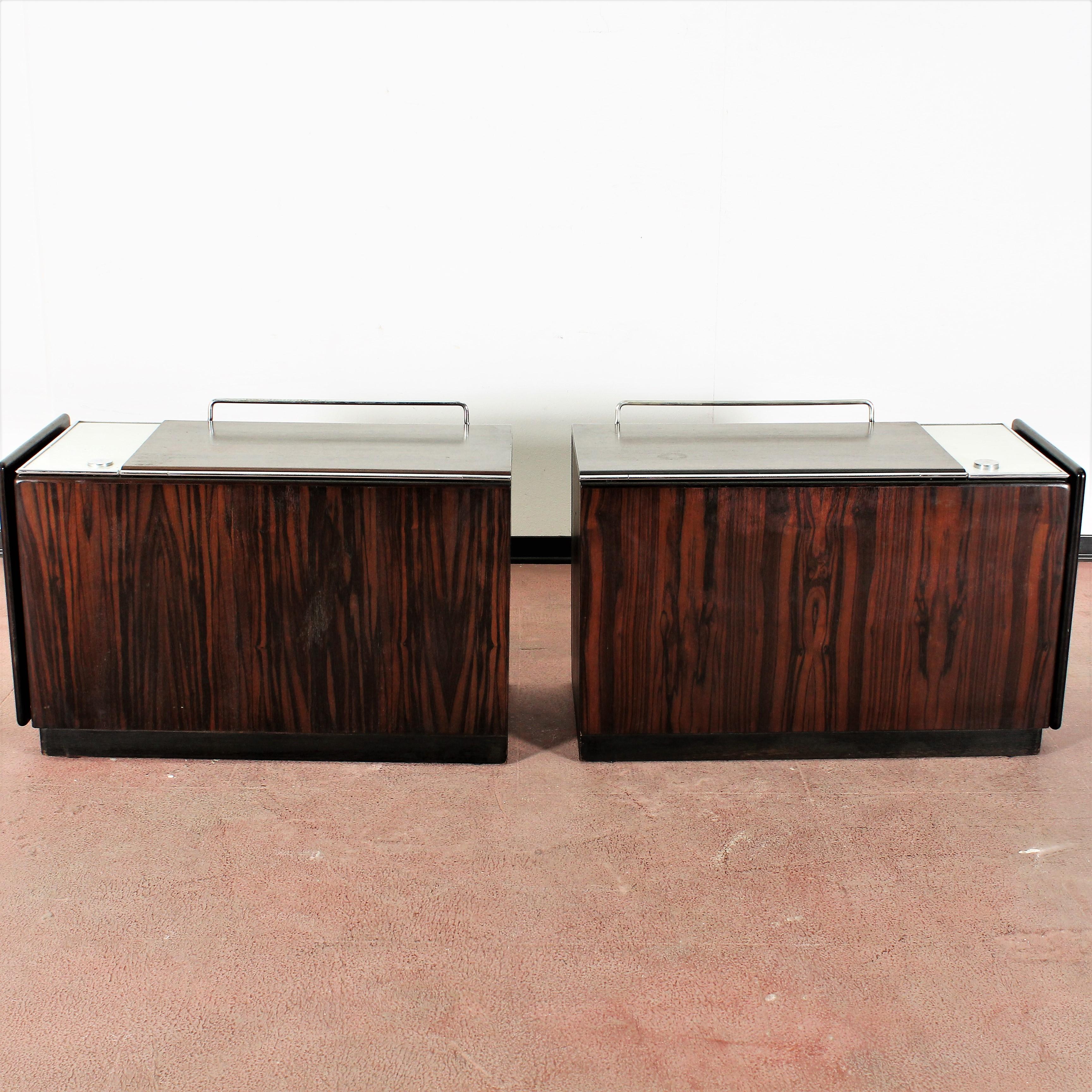 Mid-Century Modern Mid-Century F. Lenci Bernini Pair of Removable Bedside Tables, Italy, 70s