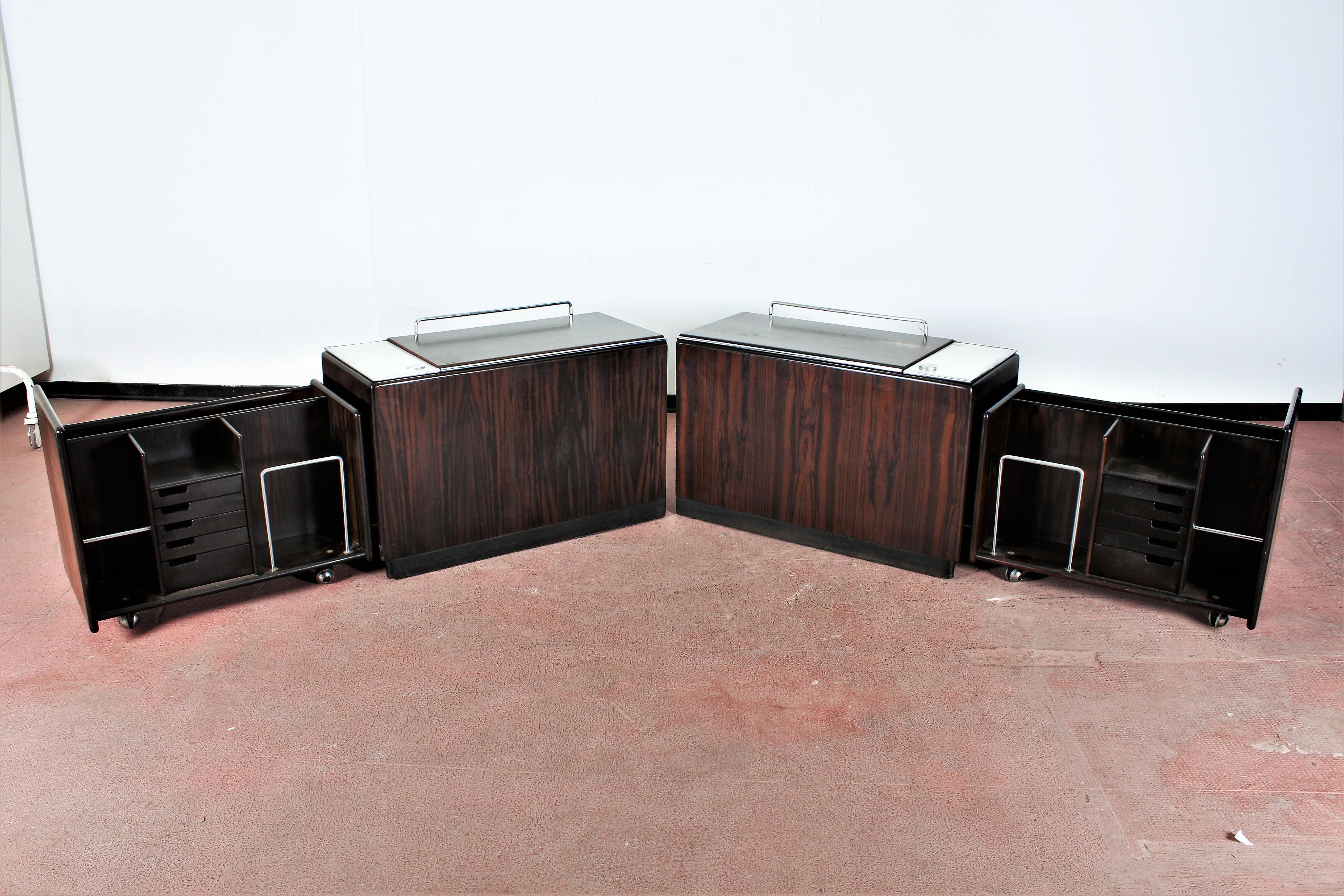 Mid-Century F. Lenci Bernini Pair of Removable Bedside Tables, Italy, 70s 1