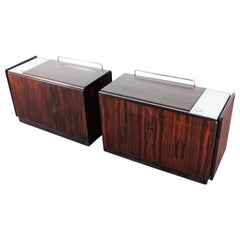 Mid-Century F. Lenci Bernini Pair of Removable Bedside Tables, Italy, 70s