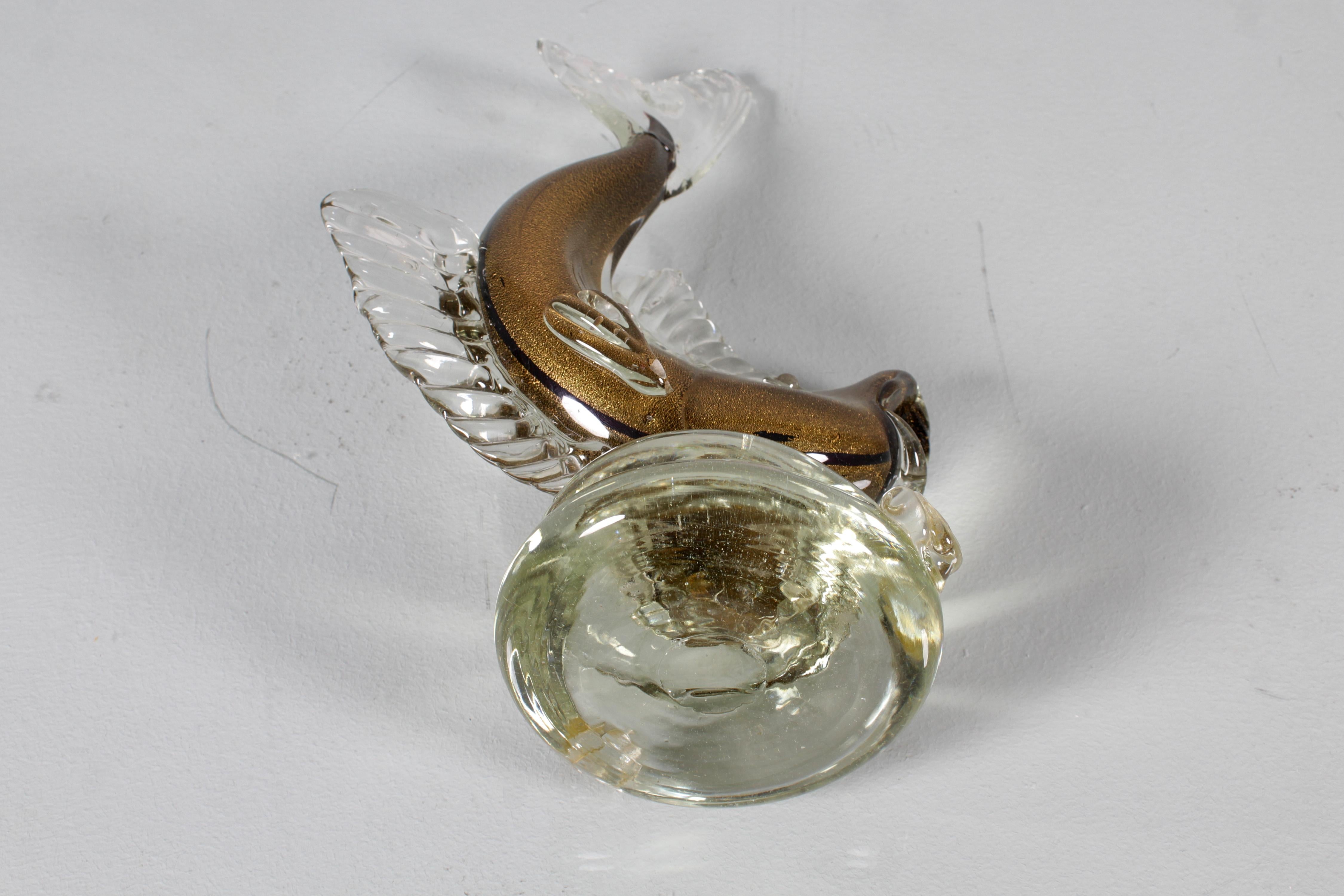 Mid-Century F. Poli (attr.) Murano Glass and Gold Leaf Fish 1960s Italy For Sale 5