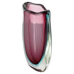 Mid-Century F. Poli (attr.) Purple Submerged Murano Glass Vase , 1960s Italy