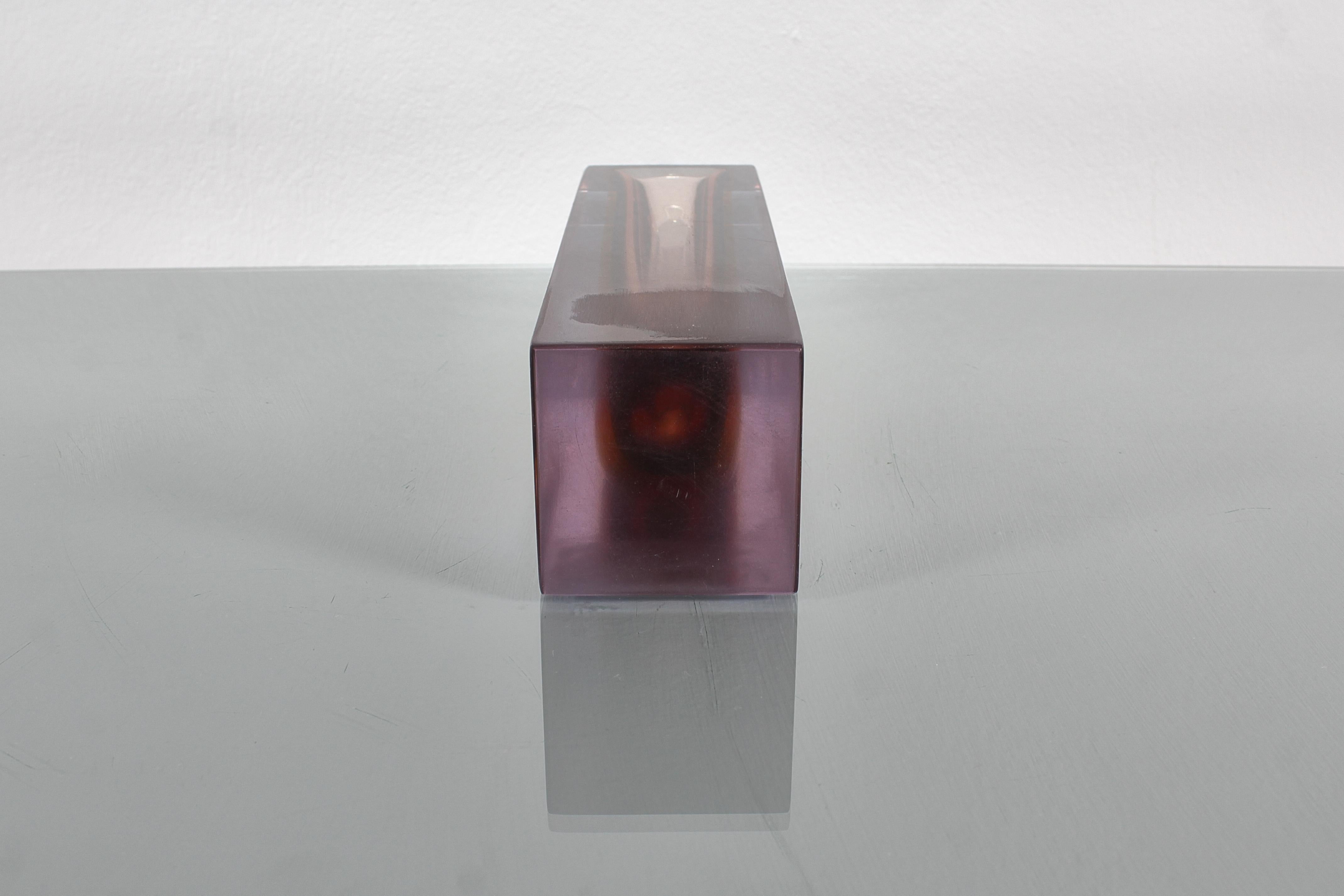 Mid-Century F. Poli Murano Submerged Geometric Vase 60s Itlay For Sale 3
