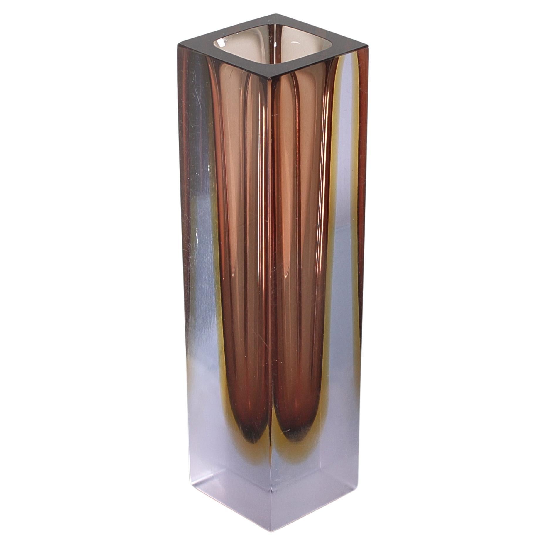 Mid-Century F. Poli Murano Submerged Geometric Vase 60s Itlay