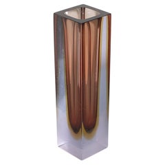 Mid-Century F. Poli Murano Submerged Geometric Vase 60s Itlay