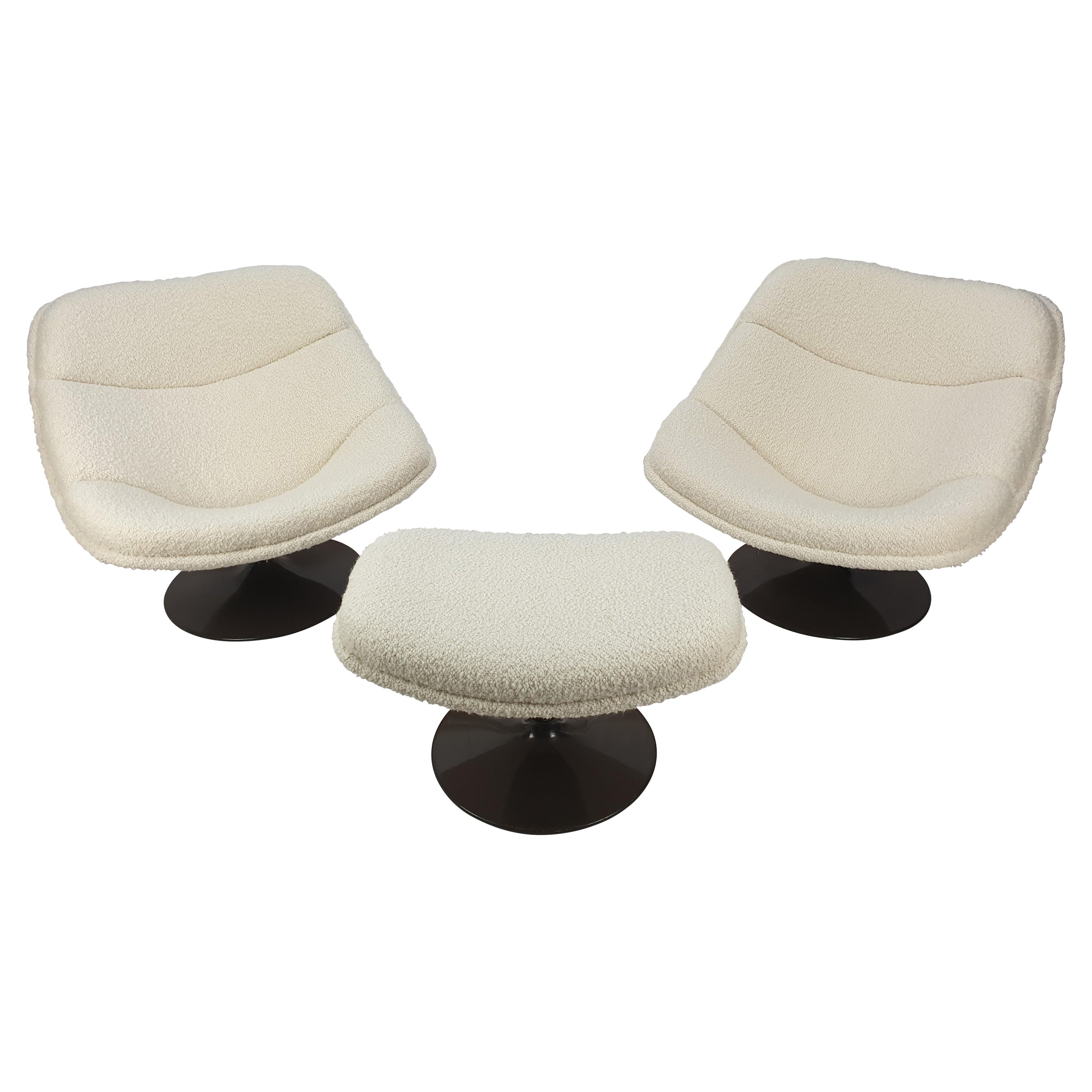 Mid Century F557 Lounge Chair Set by Pierre Paulin for Artifort, 1960s