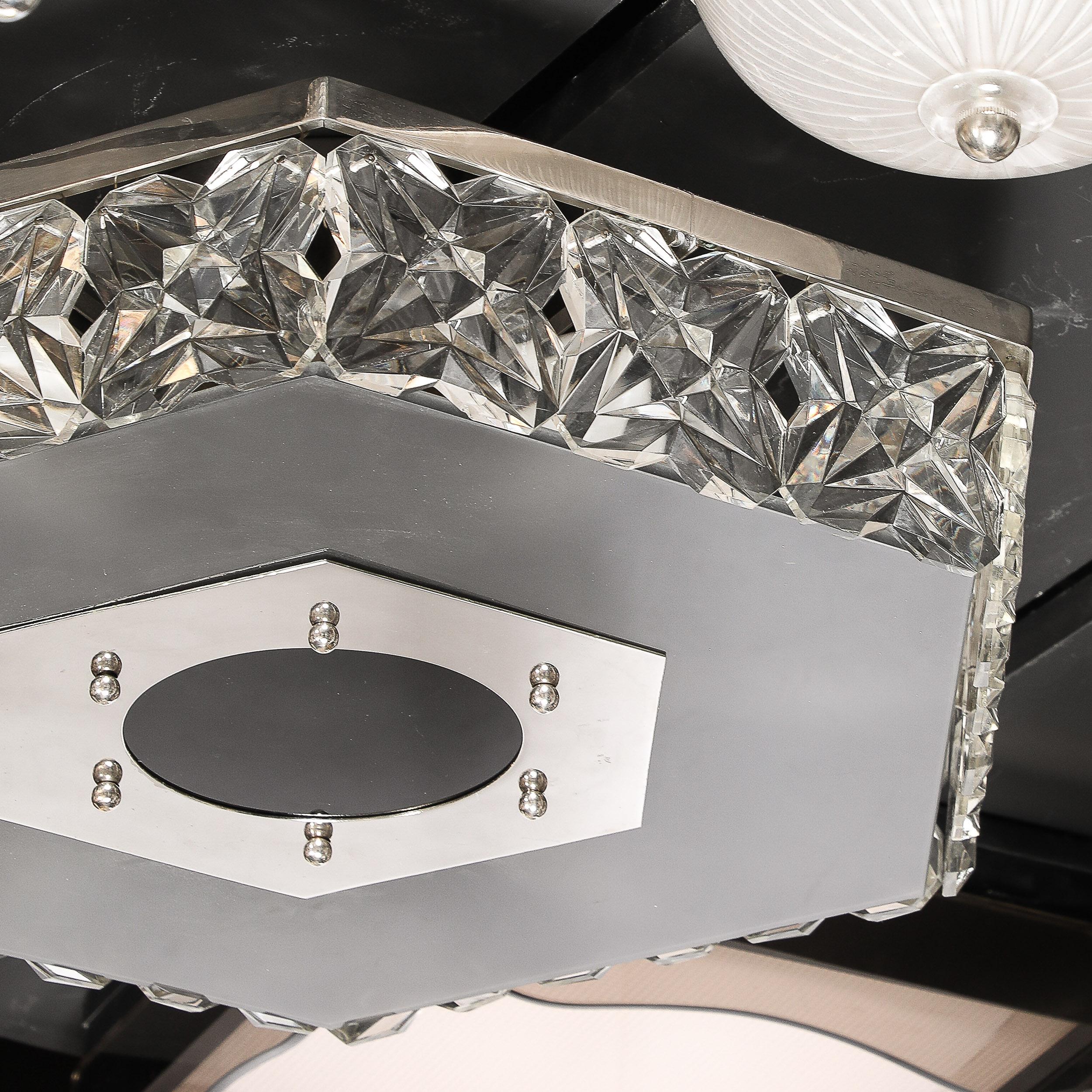 Lámpara empotrada hexagonal de cristal facetado de mediados de siglo by Kinkeldey en venta 3