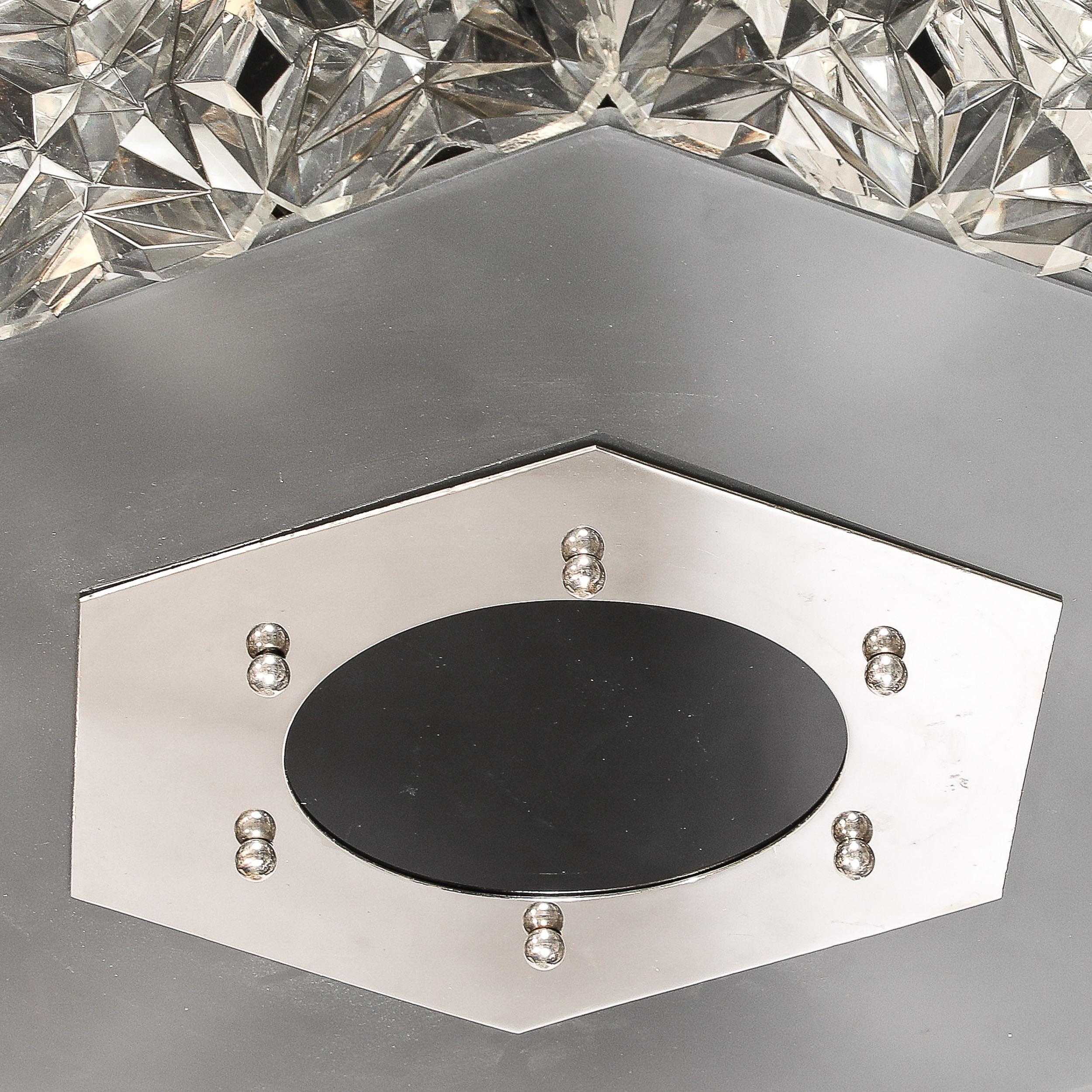 Lámpara empotrada hexagonal de cristal facetado de mediados de siglo by Kinkeldey en venta 4