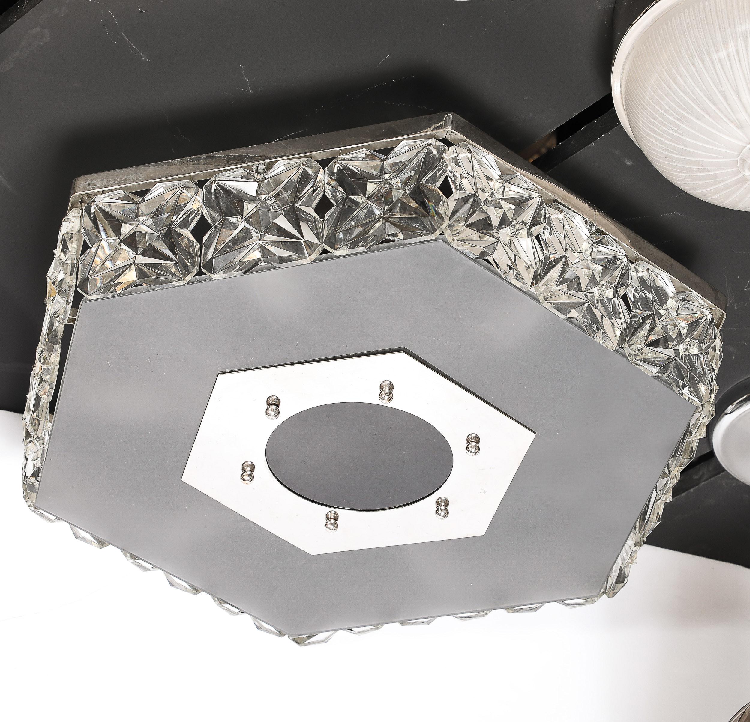 Lámpara empotrada hexagonal de cristal facetado de mediados de siglo by Kinkeldey en venta 5
