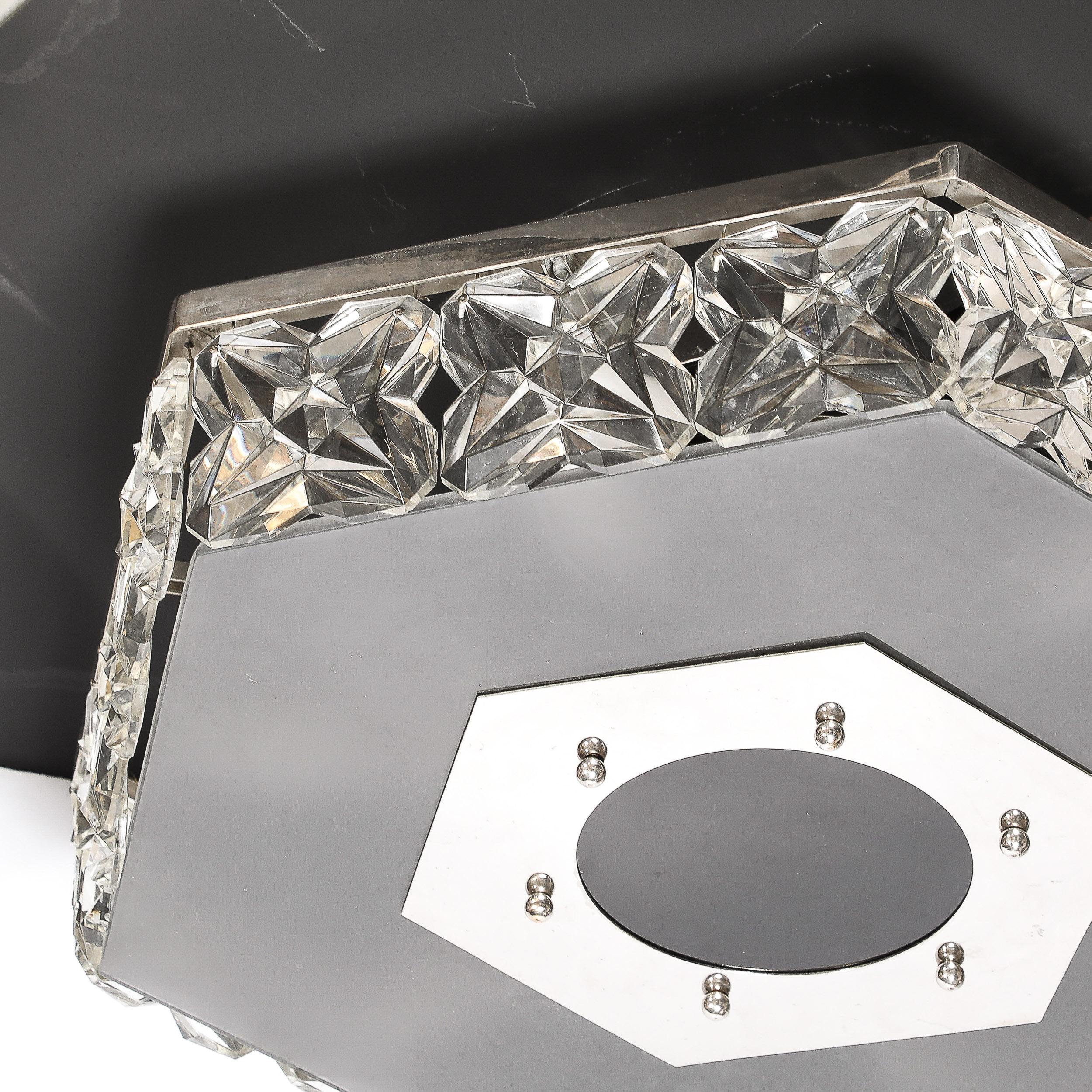 Lámpara empotrada hexagonal de cristal facetado de mediados de siglo by Kinkeldey en venta 6