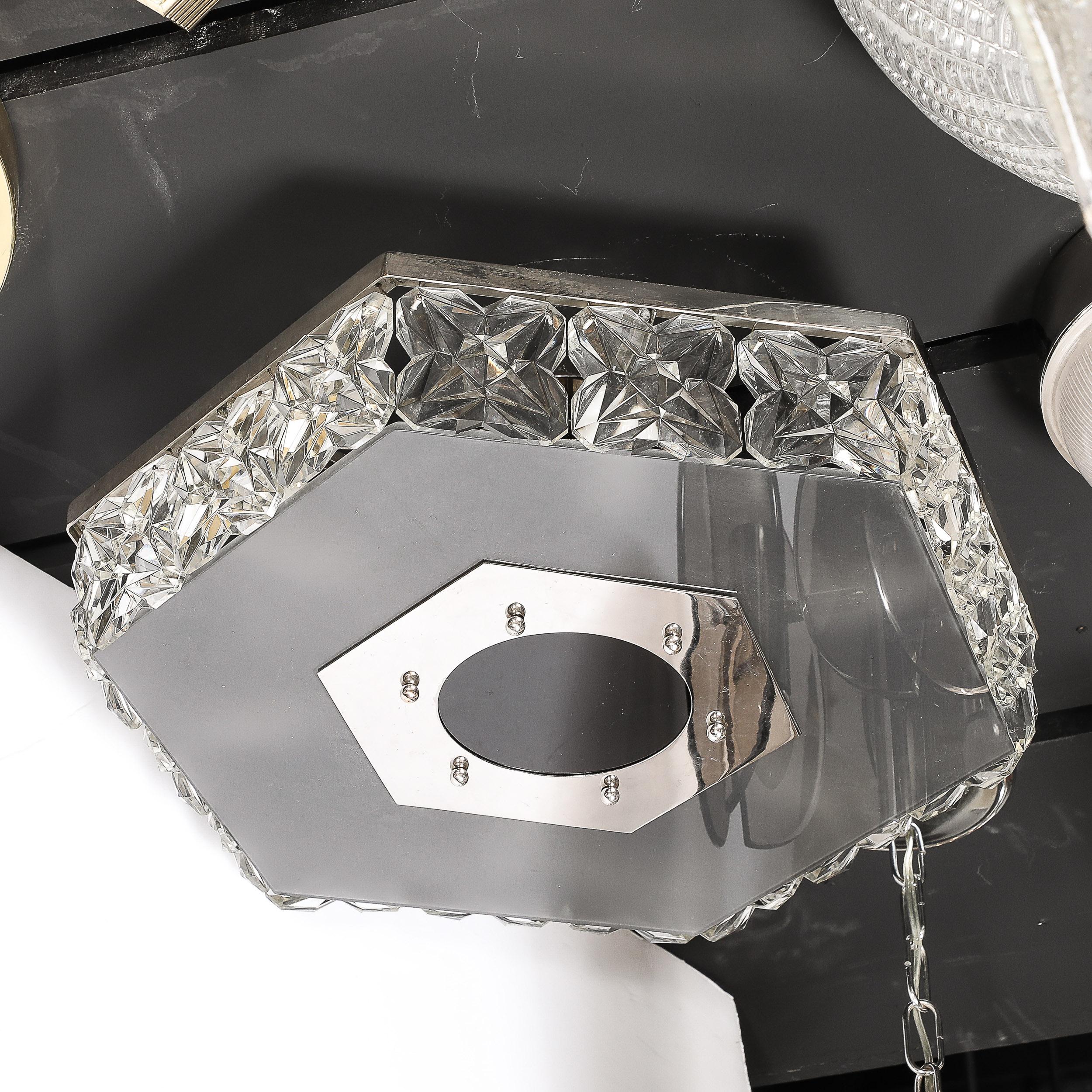 Lámpara empotrada hexagonal de cristal facetado de mediados de siglo by Kinkeldey en venta 7