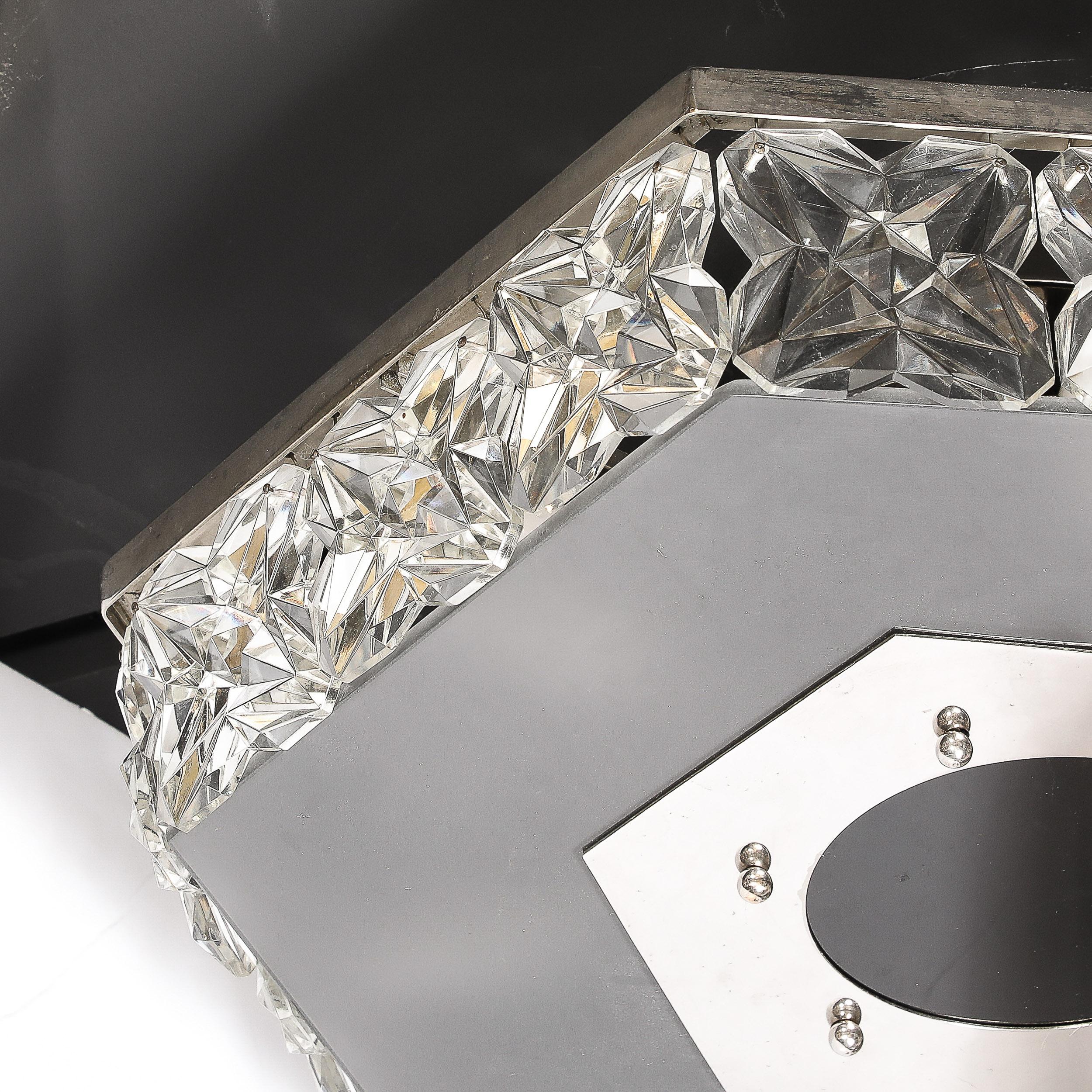 Lámpara empotrada hexagonal de cristal facetado de mediados de siglo by Kinkeldey en venta 8