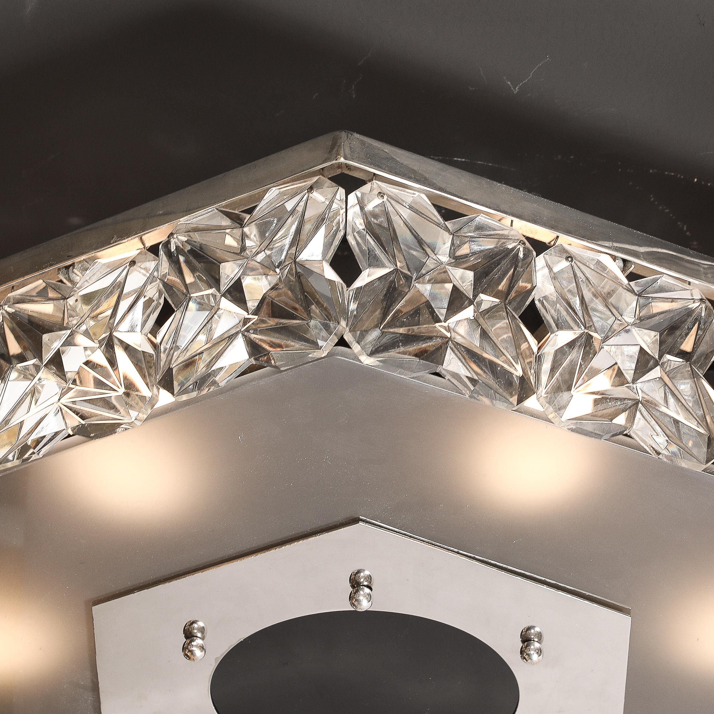 Lámpara empotrada hexagonal de cristal facetado de mediados de siglo by Kinkeldey Austríaco en venta