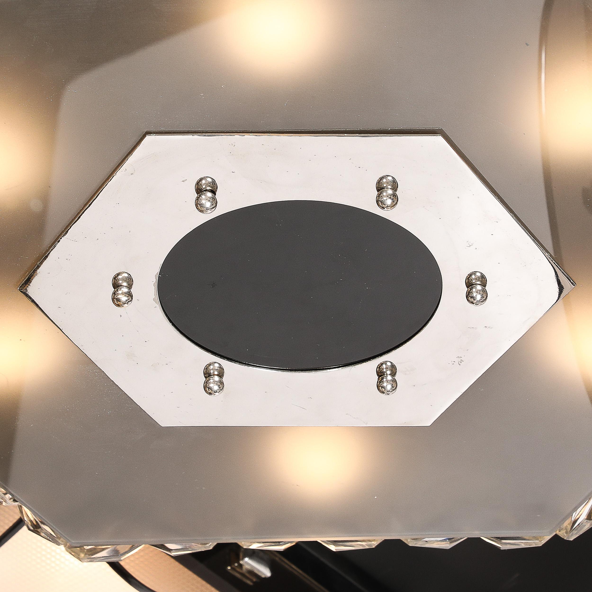 Lámpara empotrada hexagonal de cristal facetado de mediados de siglo by Kinkeldey mediados del siglo XX en venta