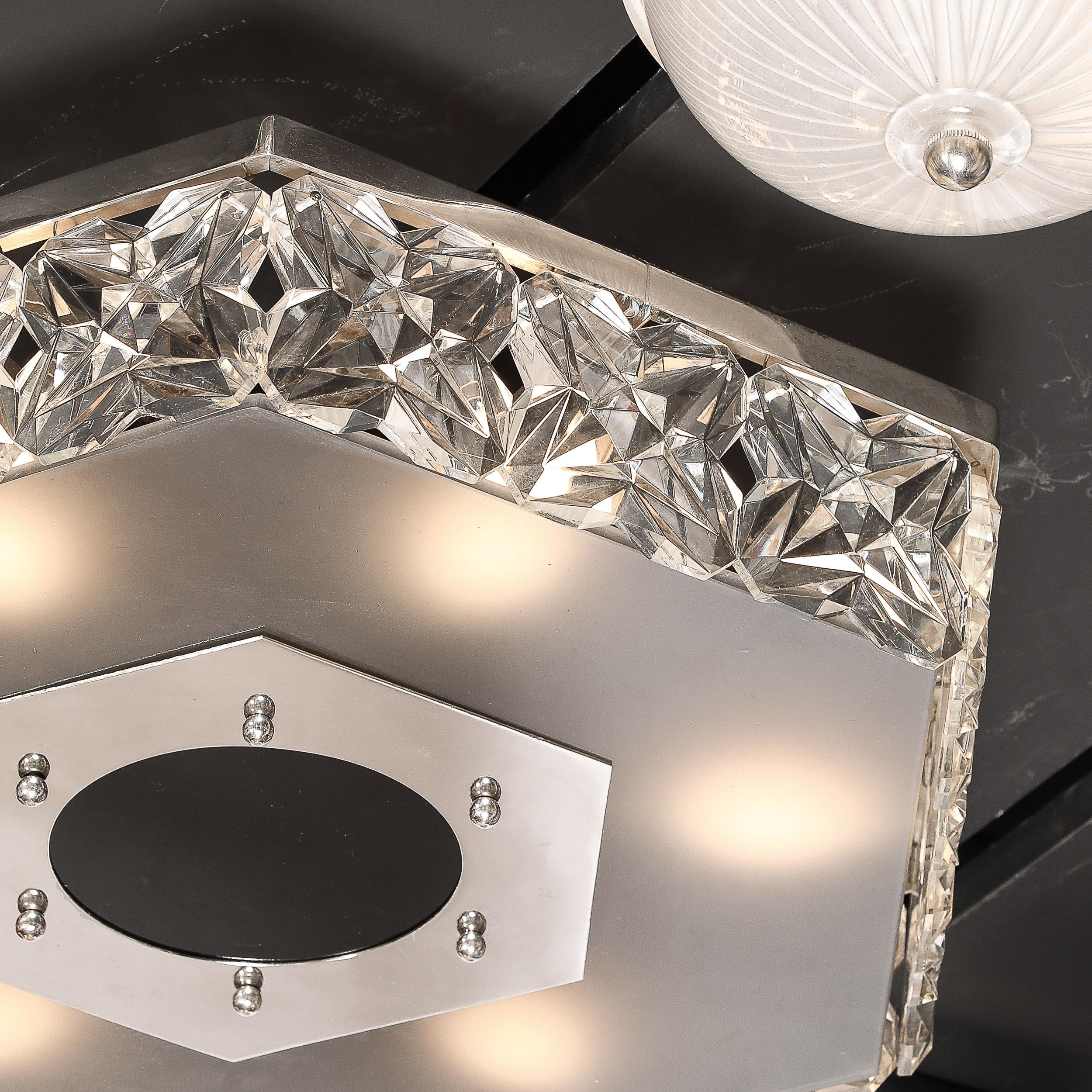 Lámpara empotrada hexagonal de cristal facetado de mediados de siglo by Kinkeldey en venta 1