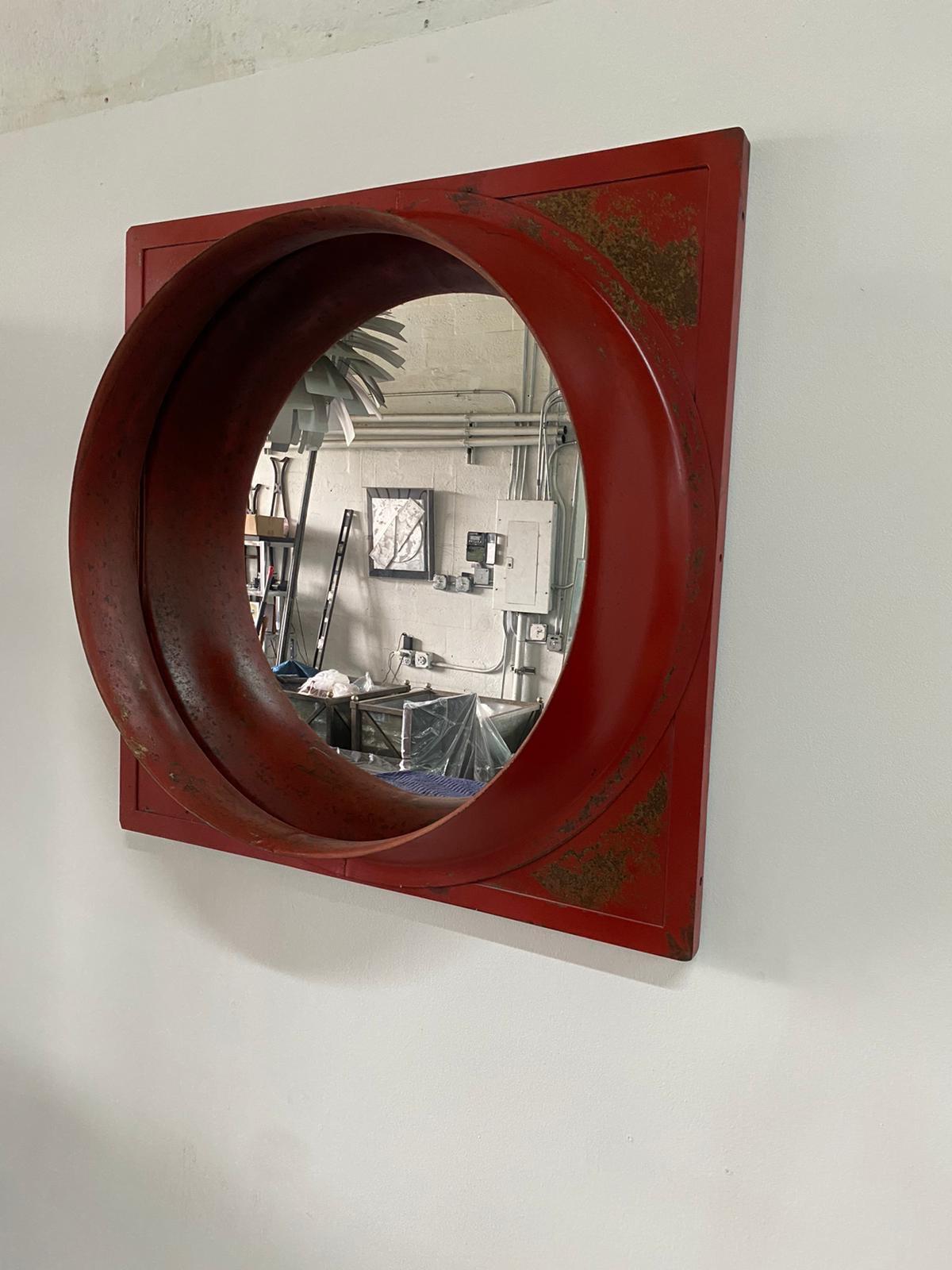 Machine Age Mid-Century Factory Industrial Wall Mirror