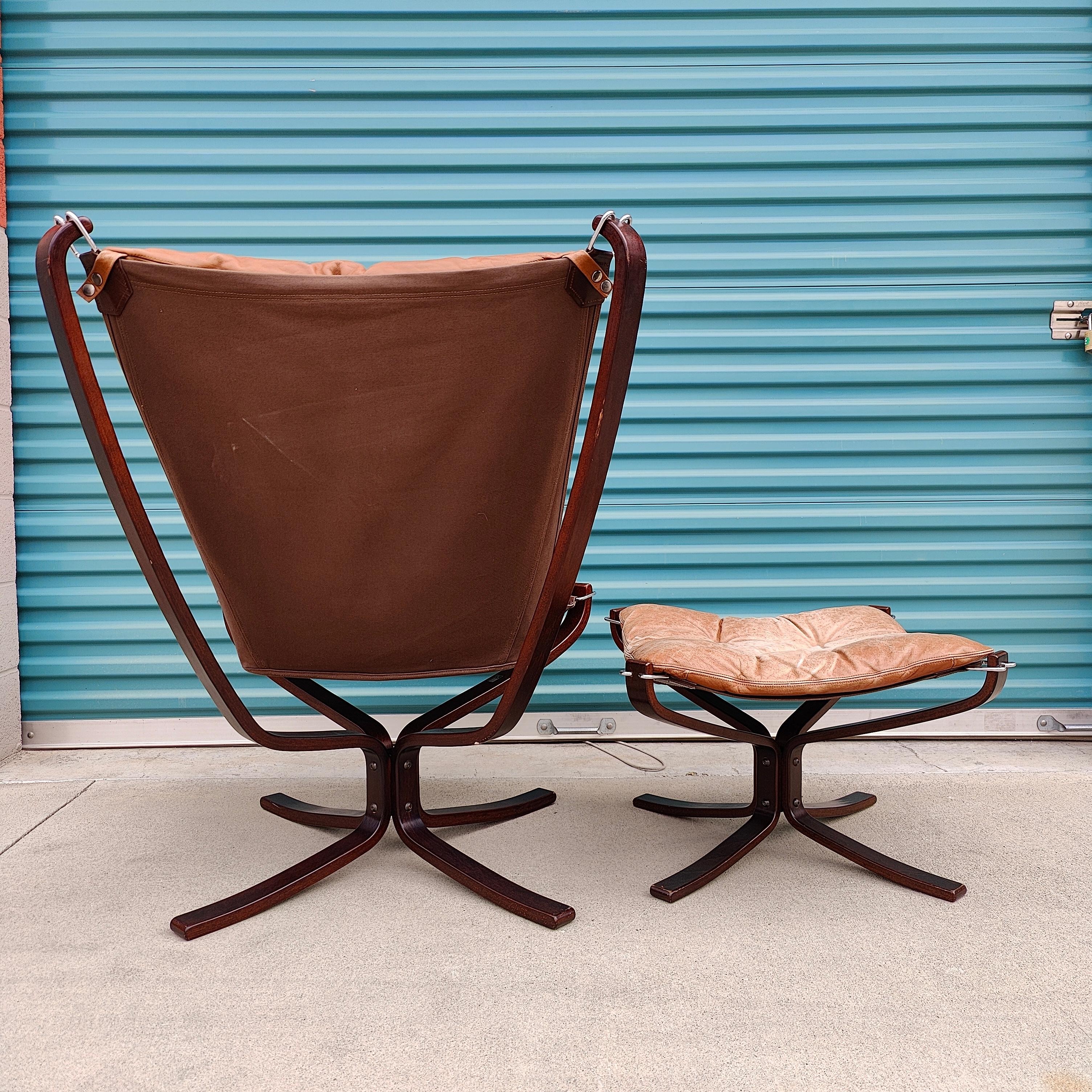 Leather Midcentury Falcon Lounge Chair by Sigurd Ressel for Vatne Mobler, Norway, 1970s