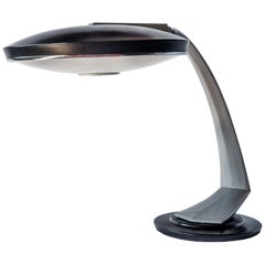 Midcentury Fase Boomerang 2000 Black and Grey Enamel Desk Lamp, 1960s