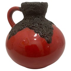Mid-Century Fat Lava Black and Red Vase by Roth Keramik Germany