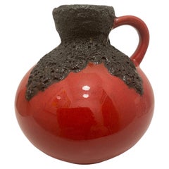 Mid-Century Fat Lava Black and Red Vase by Roth Keramik Germany