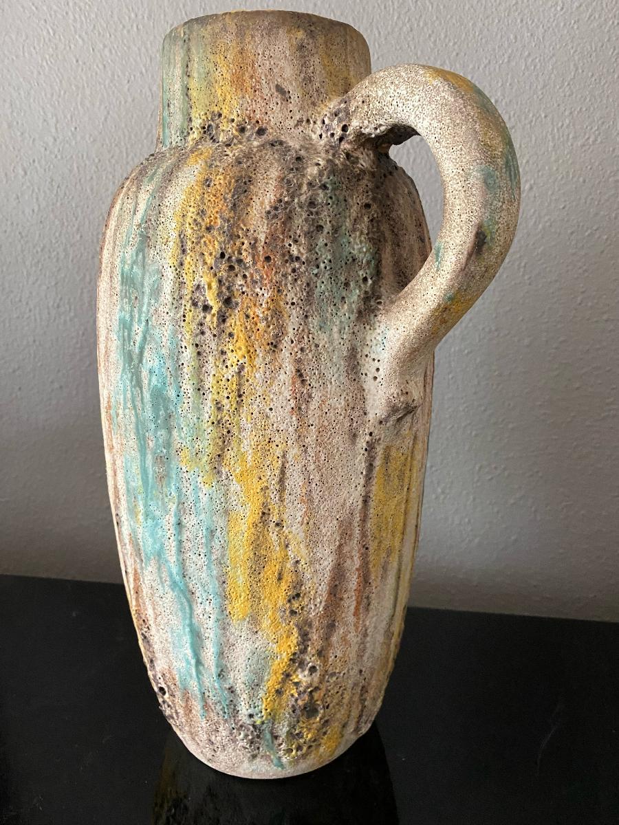 Mid-Century Modern Mid-Century Fat Lava Brutalist Vase by Scheurich Keramik For Sale