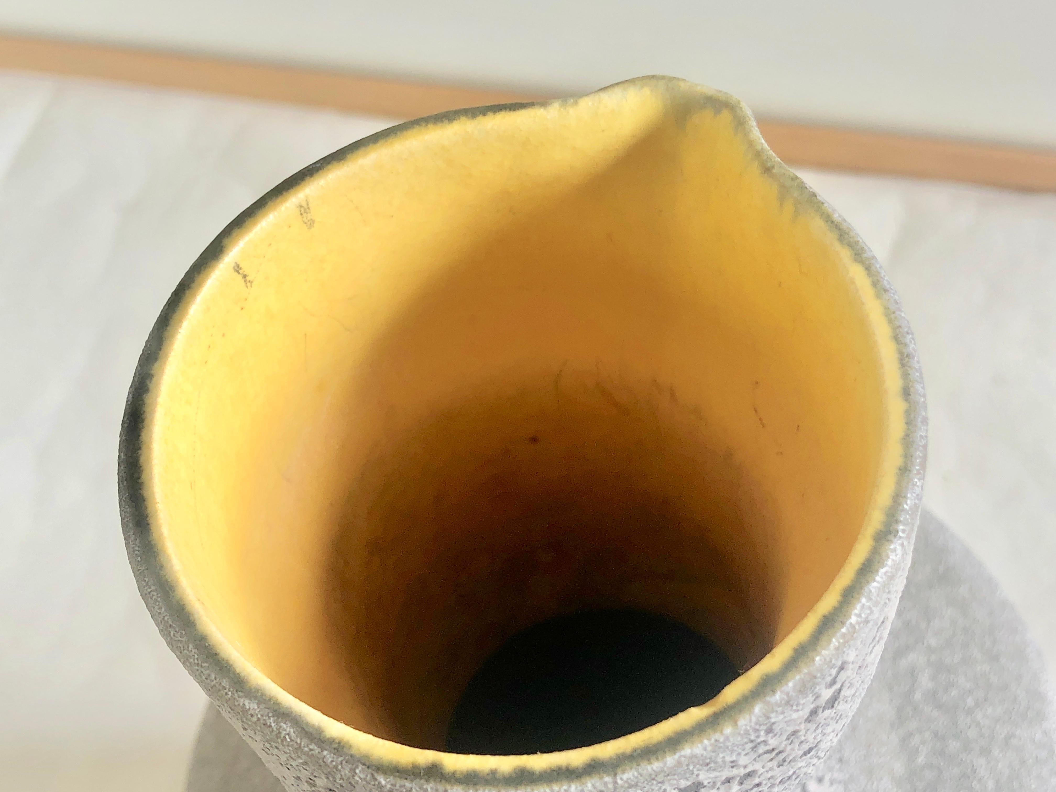Midcentury Fat Lava Krug Vase Ü-Keramik 'Übelacker' 1527/26 Grau & Gelb 1