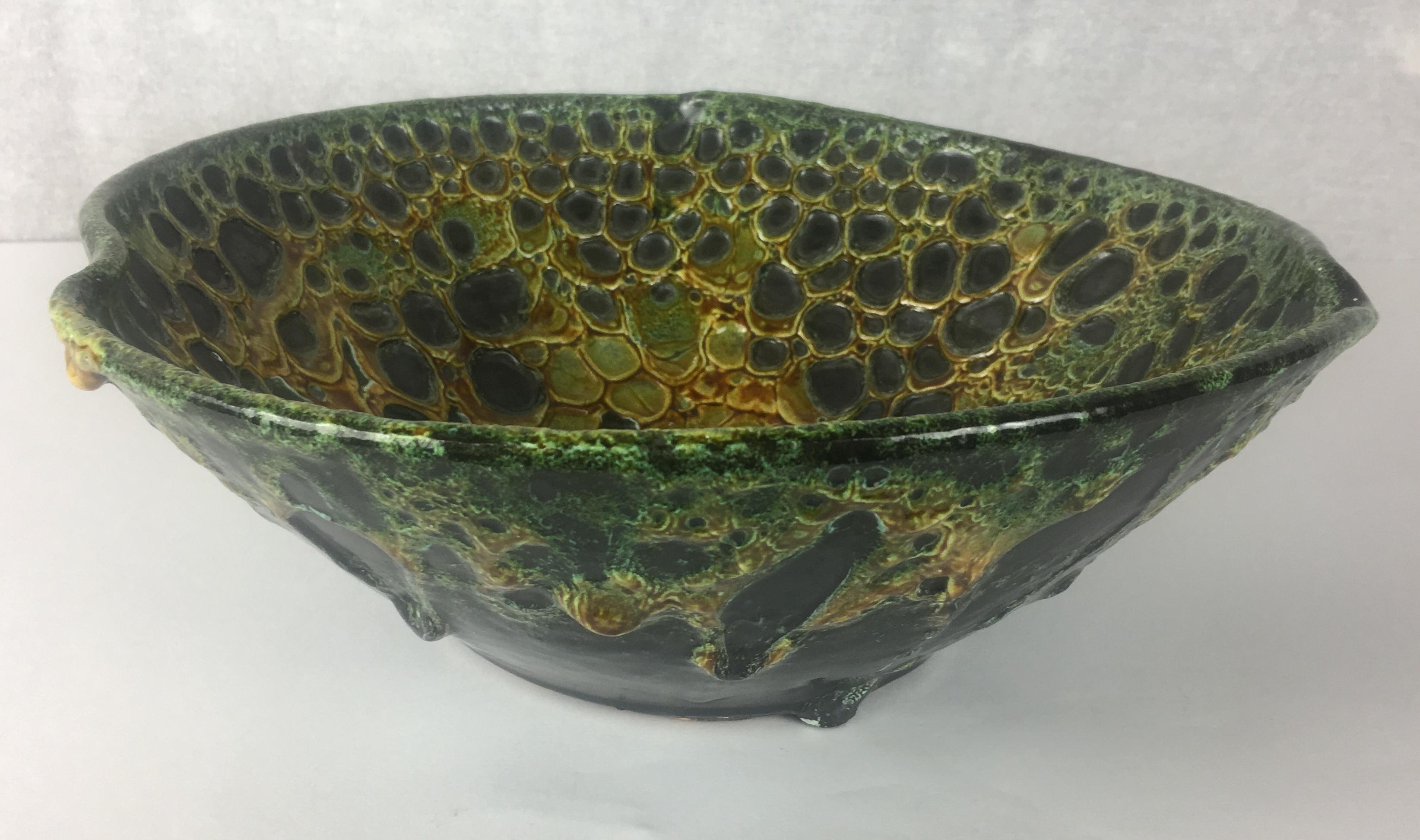 Pottery Unique Midcentury Fat Lava Studio Bowl by Charles Cart, 1960s