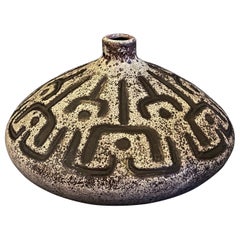 Mid-Century Fat Lava Studio Ceramic Vase, Brown Beige Ethnic Vibe 1970s, Germany