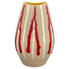 Vase en céramique Fat Lava Studio du milieu du siècle, Red Zebra by 'Foreign' 1960s, Allemagne