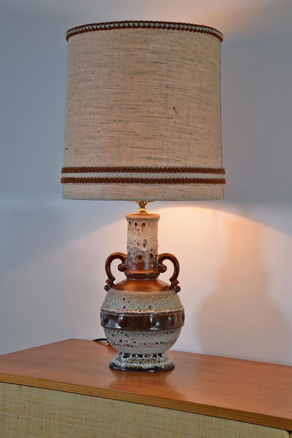 Midcentury fat lava table lamp made of brown ceramic, Germany, 1960s.

 