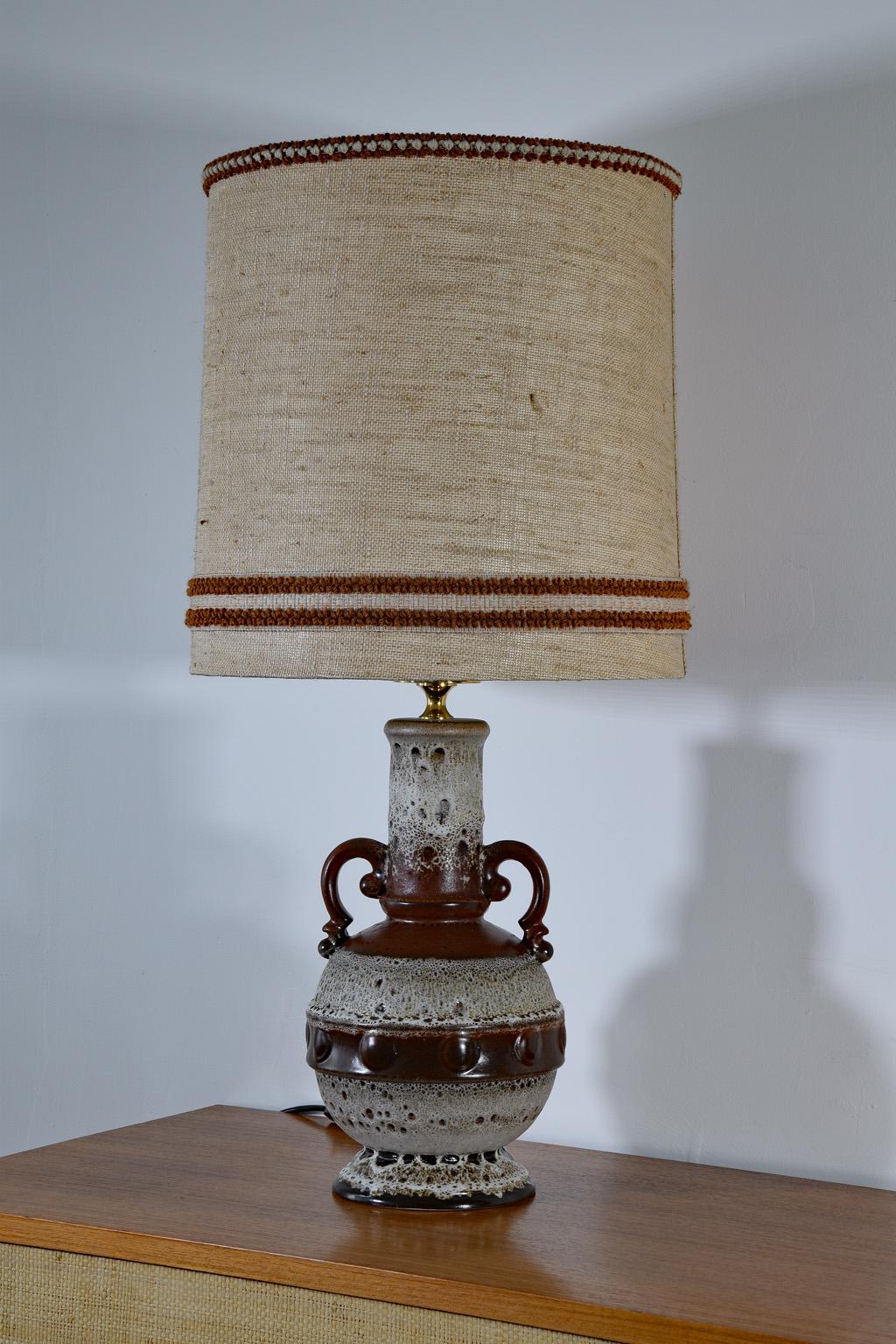 Mid-20th Century Midcentury Fat Lava Table Lamp made of brown Ceramic, Germany, 1960s