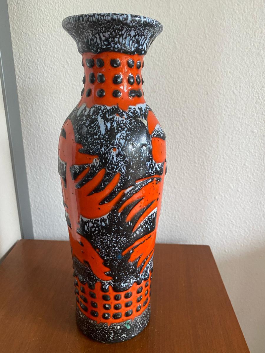 Hand-Painted Mid-Century Fat Lava Vase by Iparmuve Szeti Vallalat Hungary For Sale