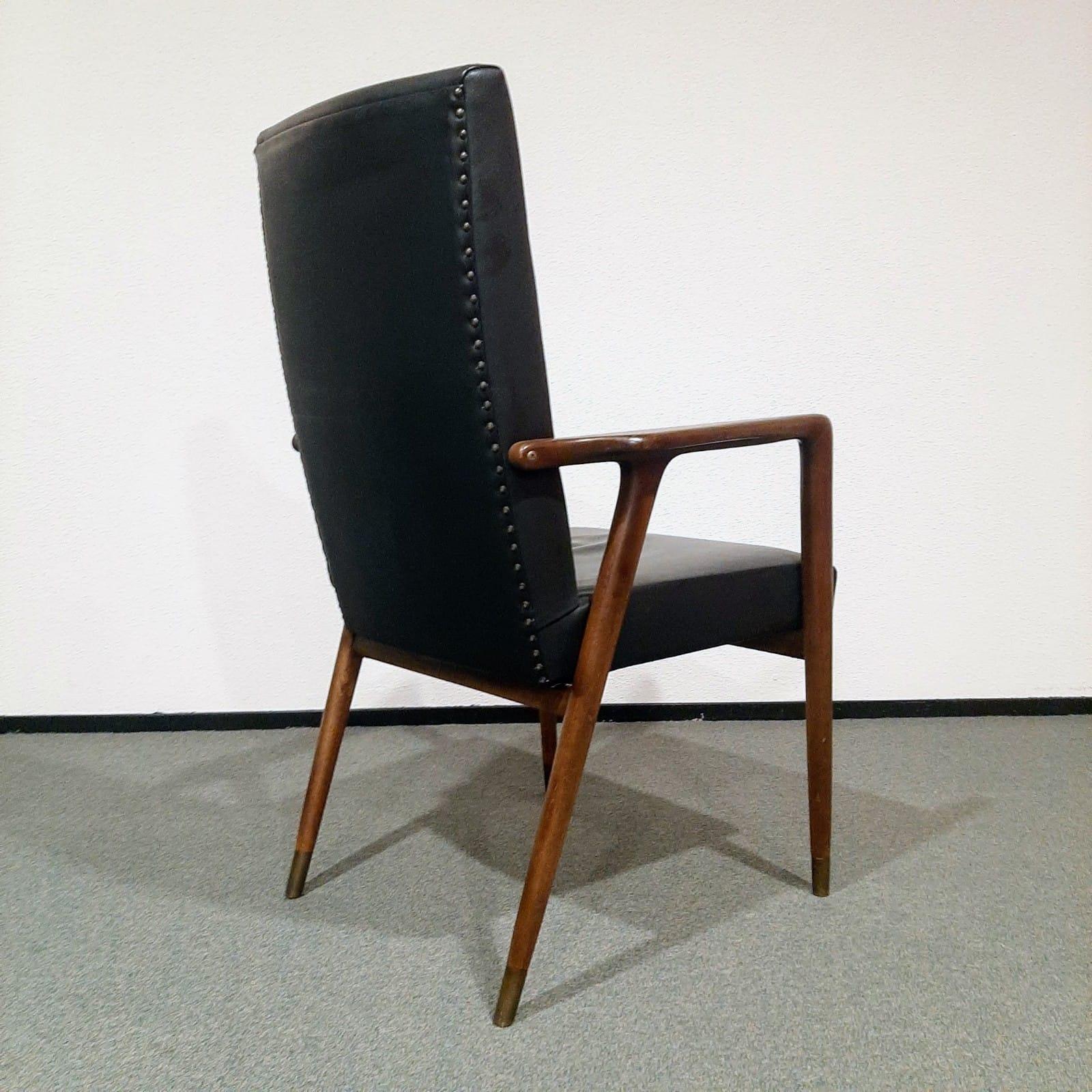 Mid-Century Fauteuil with high backrest by German designer Josef Hillerbrand For Sale 1