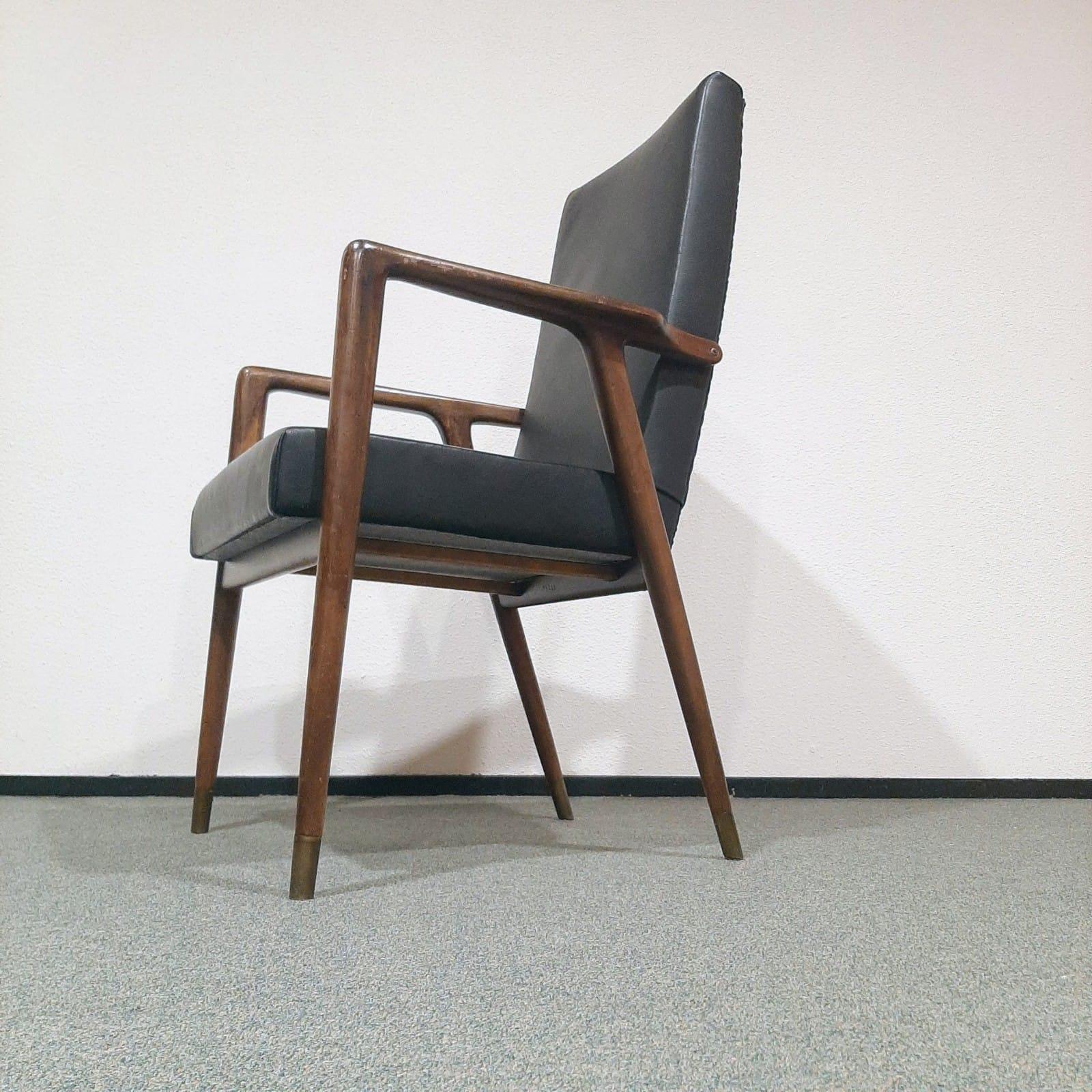 Mid-Century Fauteuil with high backrest by German designer Josef Hillerbrand For Sale 2