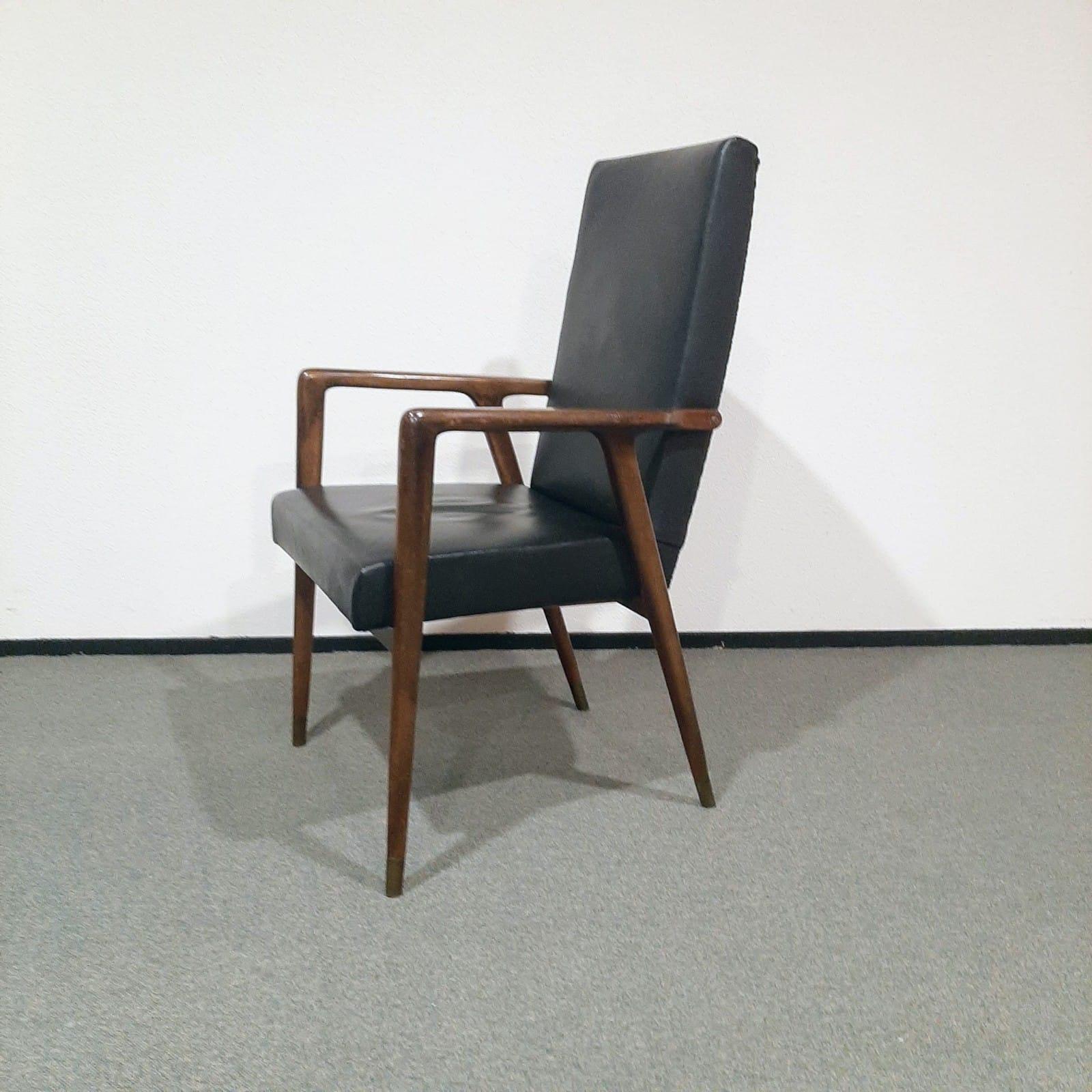 Mid-Century Fauteuil with high backrest by German designer Josef Hillerbrand For Sale 3