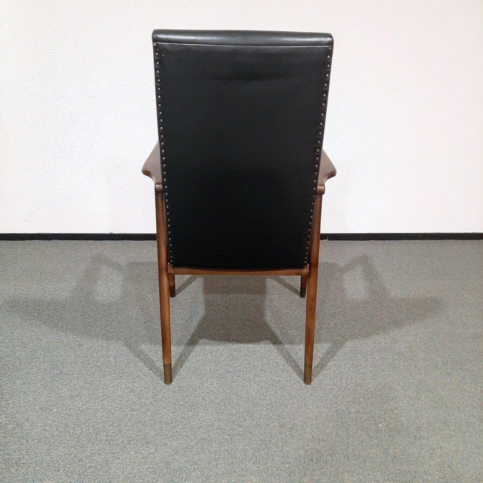 Mid-Century Fauteuil with high backrest by German designer Josef Hillerbrand For Sale 4
