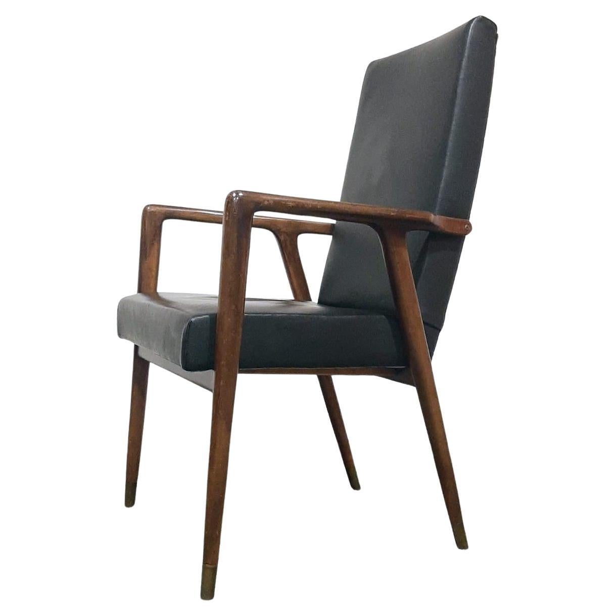 Mid-Century Fauteuil with high backrest by German designer Josef Hillerbrand For Sale