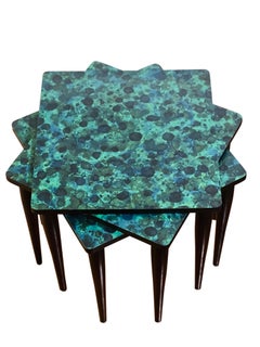 Midcentury Faux Agate Laminate Stacking Tables