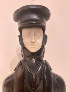 Mid Century Faux Argillite Haida Statue of a "Boston Sea Captain"