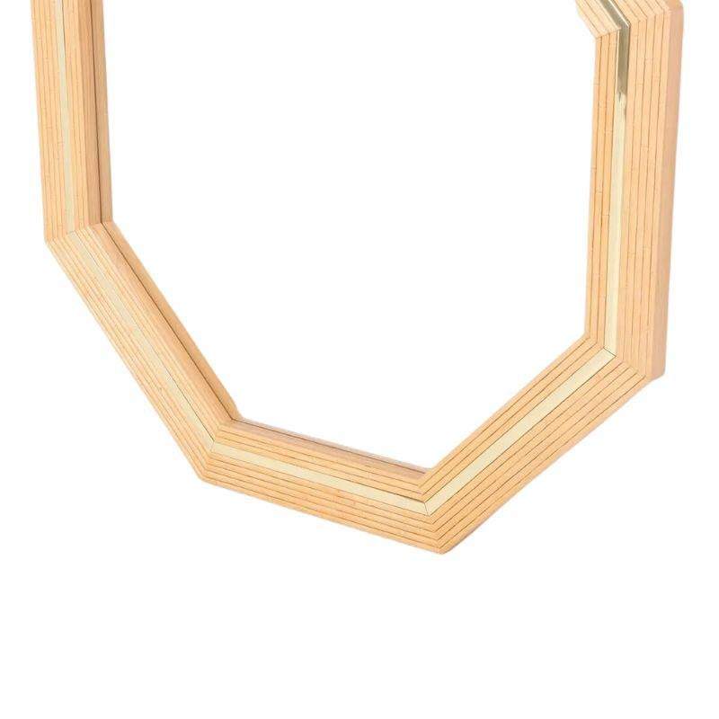 Mid Century Faux Bamboo and Brass Octagonal Mirror In Good Condition For Sale In Locust Valley, NY