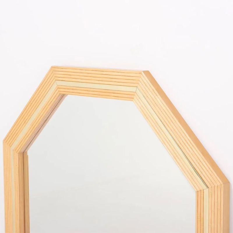 Mid Century Faux Bamboo and Brass Octagonal Mirror For Sale 1